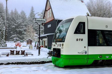 Beautiful winter landscape on the heights of the Thuringian Forest near Schmiedefeld - Thuringiaのeditorial素材