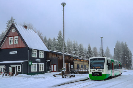 Beautiful winter landscape on the heights of the Thuringian Forest near Schmiedefeld - Thuringiaのeditorial素材