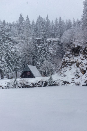 Beautiful winter landscape on the heights of the Thuringian Forest near Floh-Seligenthal - Thuringiaのeditorial素材
