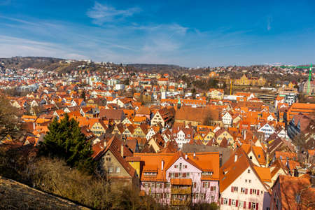Springtime discovery tour through the university town of TÃ¼bingen on the Neckar - Baden-WÃ¼rttemberg - Germanyの写真素材