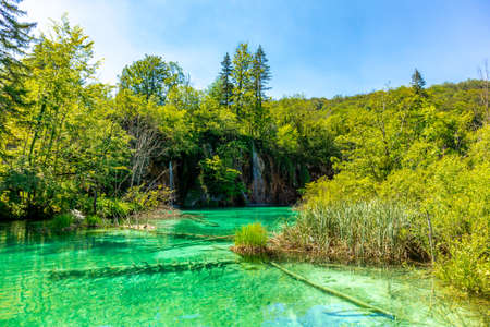 Discovery tour through the beautiful Plitvice Lakes National Park - Croatiaの写真素材