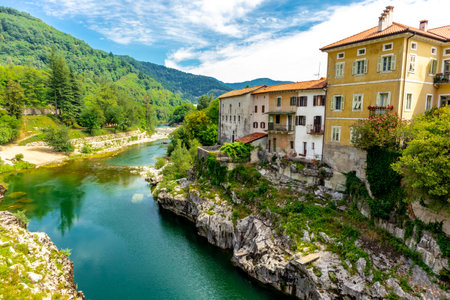 On the road in the beautiful Soca Valley near Kanal ob SoÄi - Slovenia