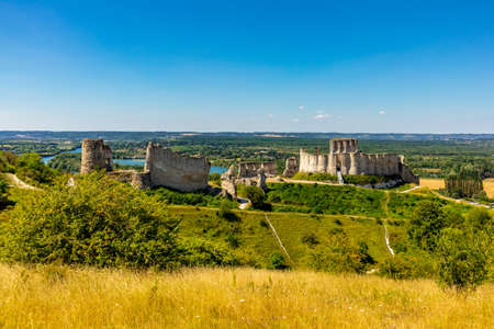 On the way in the beautiful valley of the Seine at ChÃ¢teau Gaillard - Les Andelys - Normandy - Franceの写真素材