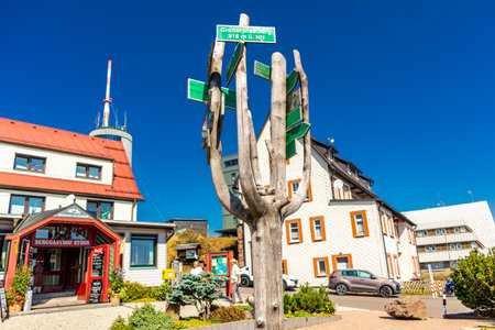 Summer hike along the Rennsteig between Brotterode and Eisenach in beautiful sunshine - Thuringia - Germanyのeditorial素材