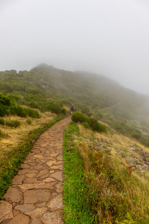 Hike to the highest point on the Azores island of Madeira - Pico Ruivo - Portugalの写真素材