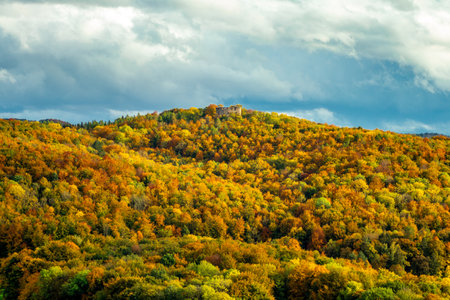 Small autumn walk through the beautiful park landscape near Bad Liebenstein - Thuringia - Germanyの写真素材