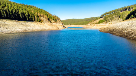 Autumn walk around the narrow water dam in the Thuringian Forest - Tambach-Dietharz - Germanyの写真素材