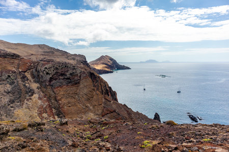 On the road on the flower island Madeira and its multifaceted landscape - Madeira - Portugalの写真素材