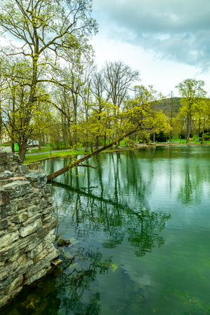 Spring hike through the wonderful theater town of Meiningen - Thuringia - Germanyの写真素材