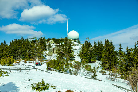 Spring hike in the Bavarian Forest from the GroÃer Arbersee to the GroÃer Arber summit - Bavaria - Germanyのeditorial素材
