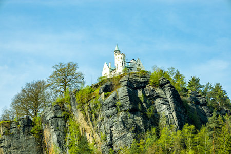 Beautiful spring walk in the Czech border town of Decin along the Elbe - Bohemian Switzerland - Czech Republicのeditorial素材