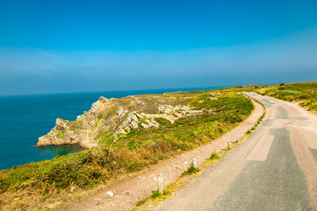 On the road in beautiful Brittany at Cap d'Erqui - Erquy - Franceの写真素材