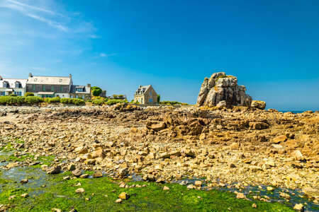 On the road in beautiful Brittany at Pors Hir - Plougrescant - Franceの写真素材