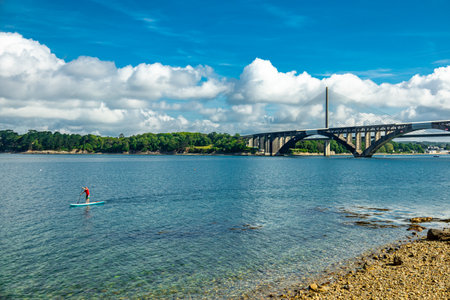 Architectural highlights along the Atlantic coast in beautiful Brittany - Pont Albert Louppe - Franceの写真素材