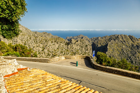 On the road in the west of the beautiful Balearic island of Mallorca - SÃ³ller - Spainの写真素材