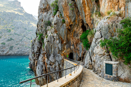 On the road in the west of the beautiful Balearic island of Mallorca - SÃ³ller - Spainの写真素材