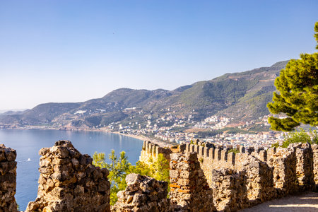 Exploring the city of Alanya with its imposing castle on the Turkish Rivera - Turkeyの写真素材