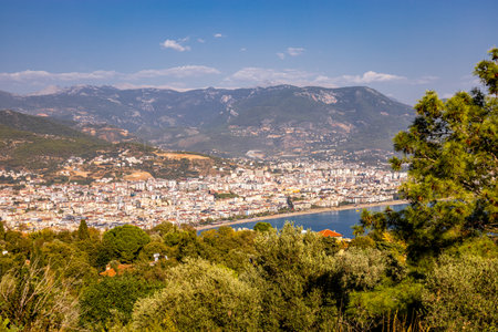 Exploring the city of Alanya with its imposing castle on the Turkish Rivera - Turkeyの写真素材
