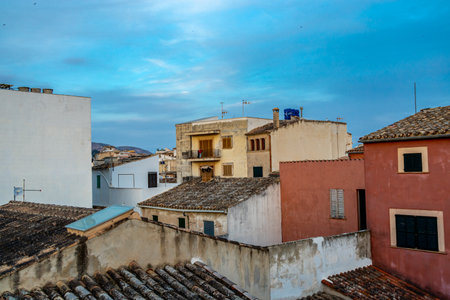 Evening tour through the ancient old town of AlcÃºdiaの写真素材