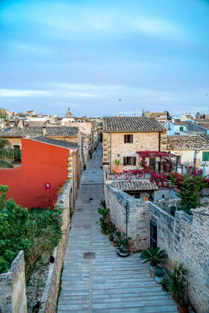 Evening tour through the ancient old town of AlcÃºdiaの写真素材