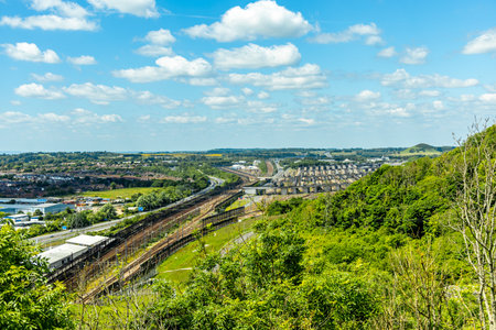 Major Eurotunnel railway station between Dover and Calais near the port town of Folkestone - Kent -...