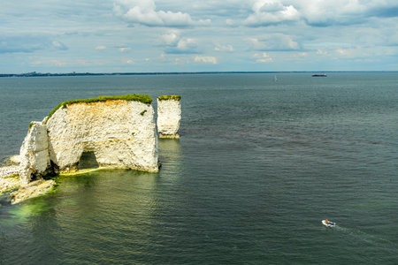 Short walking tour to the Old Harry Rocks on the outskirts of the harbour town of Swanage - Dorset -...
