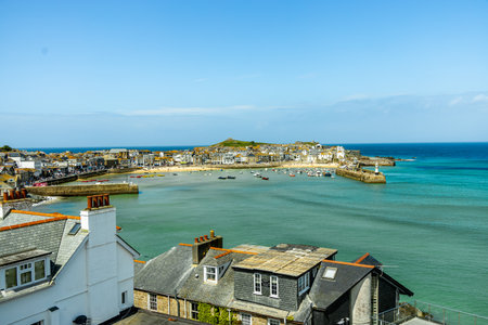 A relaxing day on the beach in front of St Ives Bay in beautiful Cornwall - United Kingdom