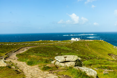 Exploring the most westerly point of England, Lands End near Penzance - Cornwall - United Kingdomの写真素材