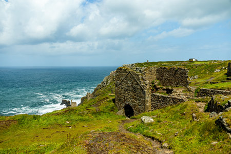 Short stopover at the former Botallack Mine in the National Trust - Cornwall - United Kingdomの写真素材
