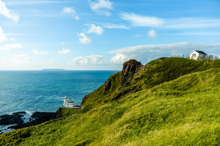 A beautiful walk to Hartland Point with its beautiful lighthouse and stunning sea views - Devon - United Kingdomの写真素材