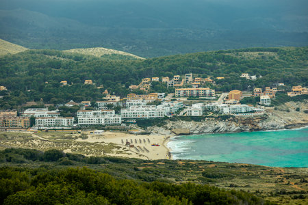 Hike to the Talaia de son Jaumell mountain and viewpoint just outside the town of Cala Rajada - Mallorca - Spainの写真素材