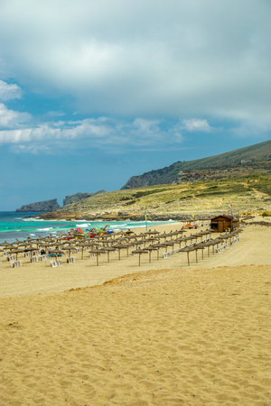 Hike to the Talaia de son Jaumell mountain and viewpoint just outside the town of Cala Rajada - Mallorca - Spainの写真素材