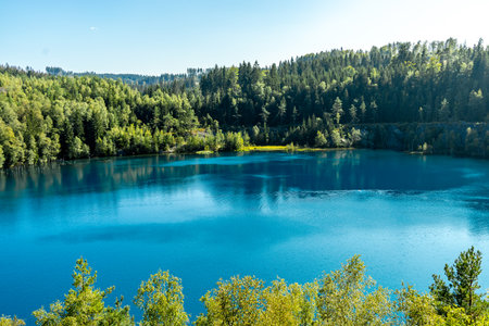 Late summer hike through the beautiful Thuringian Slate Park near Lehesten am Rennsteig - Thuringia - Germanyの写真素材