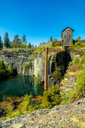 Late summer hike through the beautiful Thuringian Slate Park near Lehesten am Rennsteig - Thuringia...