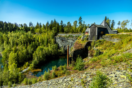 Late summer hike through the beautiful Thuringian Slate Park near Lehesten am Rennsteig - Thuringia - Germanyの写真素材