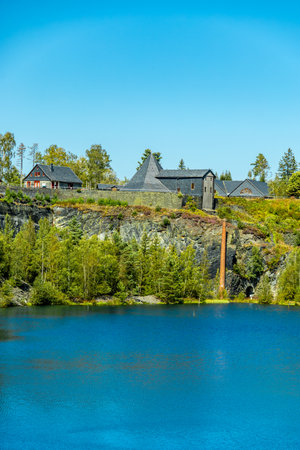 Late summer hike through the beautiful Thuringian Slate Park near Lehesten am Rennsteig - Thuringia - Germanyの写真素材