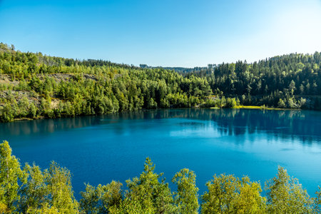 Late summer hike through the beautiful Thuringian Slate Park near Lehesten am Rennsteig - Thuringia - Germanyの写真素材
