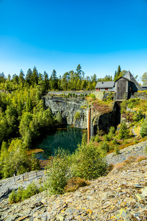 Late summer hike through the beautiful Thuringian Slate Park near Lehesten am Rennsteig - Thuringia - Germanyの写真素材