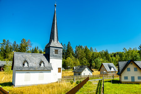 Late summer hike through the beautiful Thuringian Slate Park near Lehesten am Rennsteig - Thuringia - Germanyの写真素材