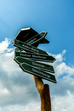 A wonderful spring hike around the Pleß Berg and the Frankenberg castle ruins near Breitungen - Thuringia - Germanyの写真素材