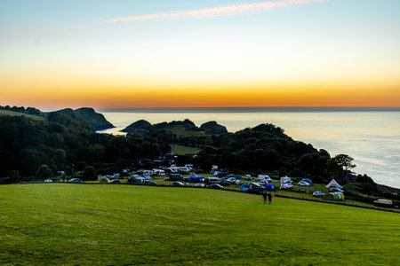 A fantastic sunset on the North Devon coast near Watermouth - United Kingdomの写真素材