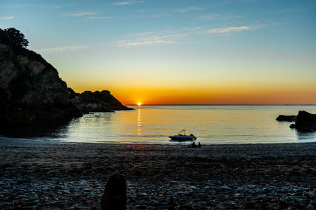 A fantastic sunset on the North Devon coast near Watermouth - United Kingdomの写真素材