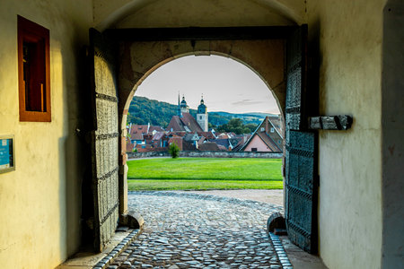 A short walk through the beautiful half-timbered town of Schmalkalden and its Wilhelmsburg Castle - Thuringiaの写真素材