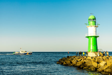 Holiday feeling with some late summer vibes on the beautiful white sandy beach of WarnemÃ¼nde just outside Rostock - Mecklenburg-Western Pomerania - Germanyの写真素材