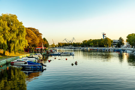 Holiday feeling with some late summer vibes on the beautiful white sandy beach of WarnemÃ¼nde just outside Rostock - Mecklenburg-Western Pomerania - Germanyの写真素材