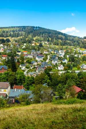 Autumn hike through the beautiful Thuringian Forest near Ilmenau - Thuringia - Germanyの写真素材