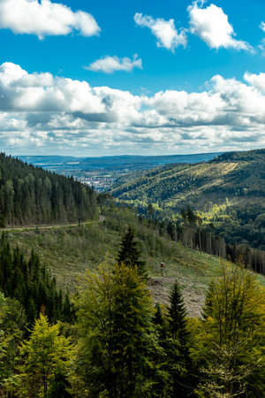 Autumn hike through the beautiful Thuringian Forest over the Kickelhahn near Ilmenau - Thuringia -...