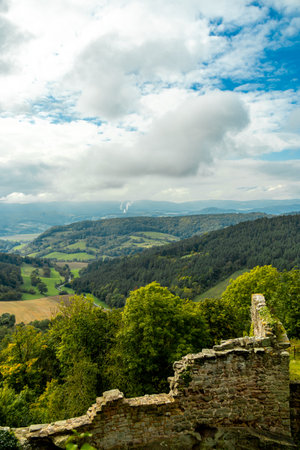 Traveling along the state border between Hesse and Thuringia in the beautiful Eichsfeld region to Hanstein Castle near Bornhagen - Thuringia - Germanyの写真素材