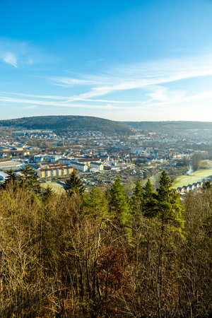 A short hike on the Extratour hiking trail around the small town of Meiningen in southern Thuringiaの写真素材