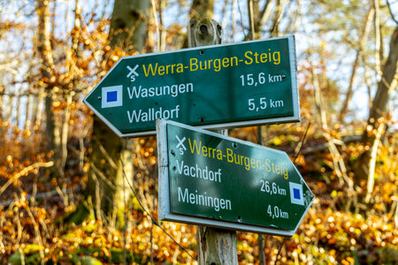 A short hike on the Extratour hiking trail around the small town of Meiningen in southern Thuringia - Thuringia - Germanyの写真素材